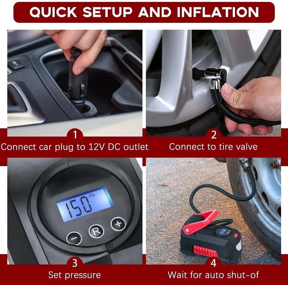 Economical 12V 10A Digital Display Best Hand Electric Air Pump for Car Tires