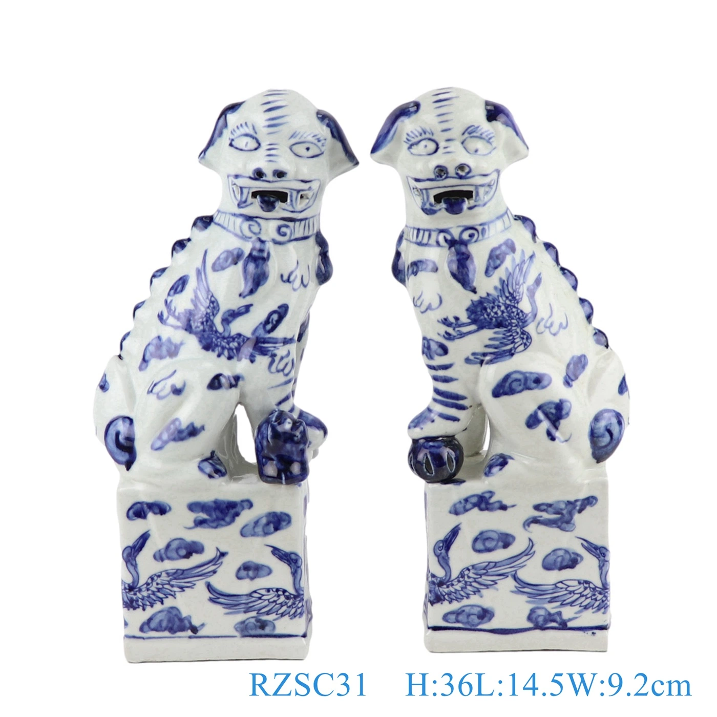 Rzsc30-31-32 Jingdezhen Carving Ceramic Foo Dog for Home Decoration