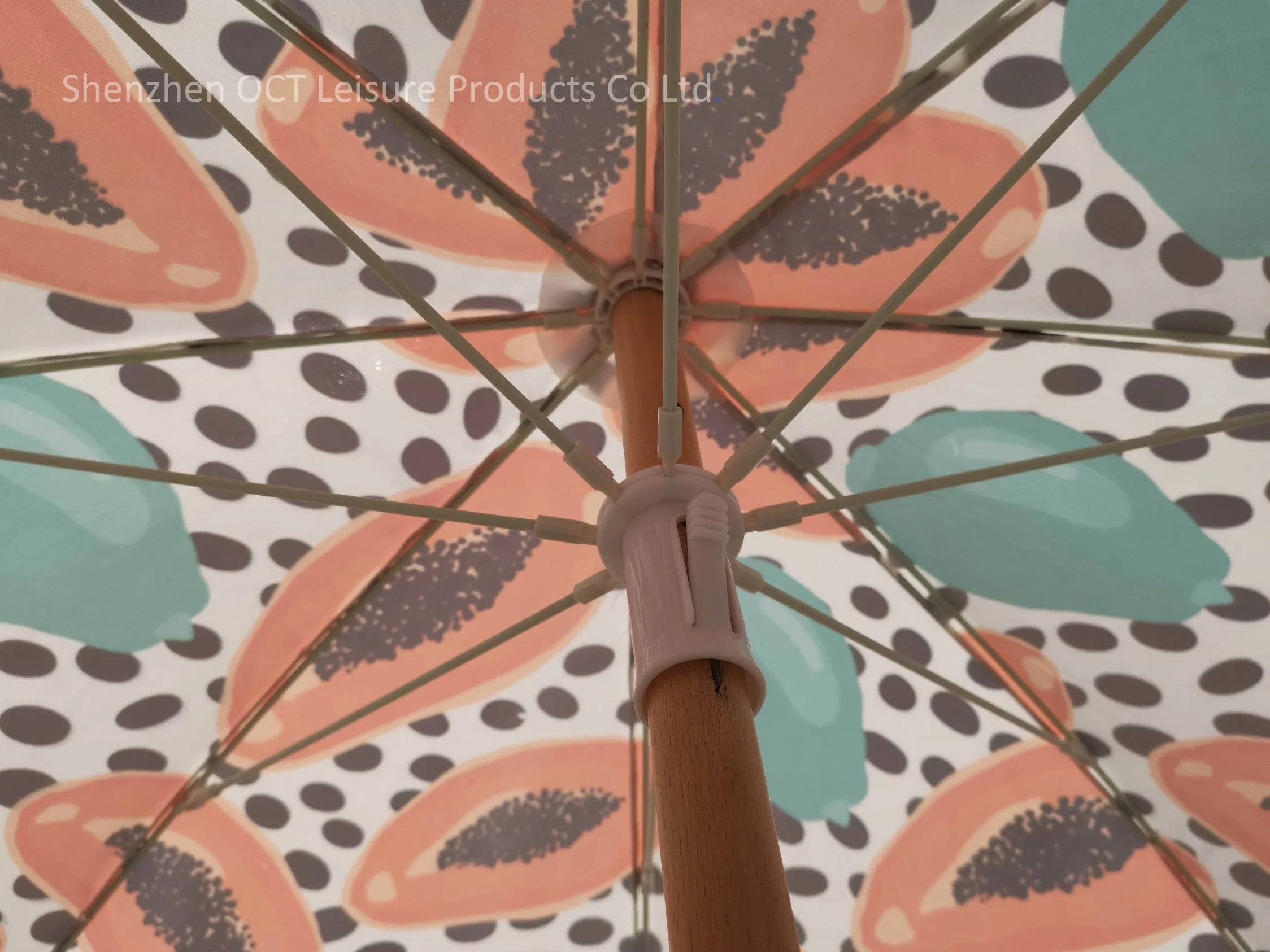 Wooden Shaft Beach Umbrella with Tassel (OCT-BU19006)