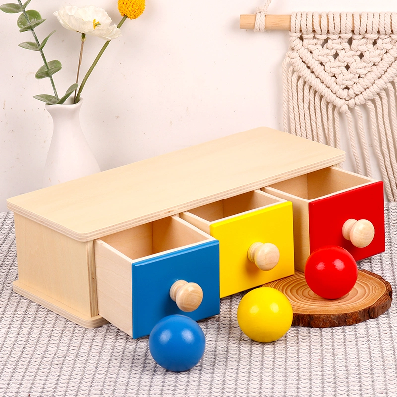 Educational Learning Toys Montessori Wooden Object Coin Box