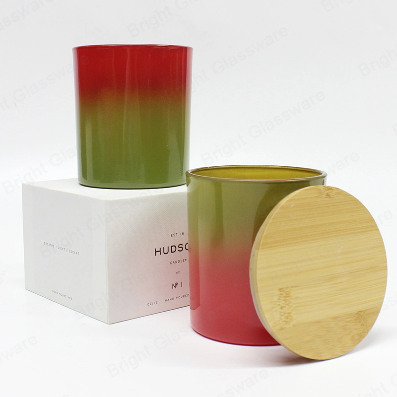 Luxury Glossy Red Green Candle Jars with Lids for Candle Making