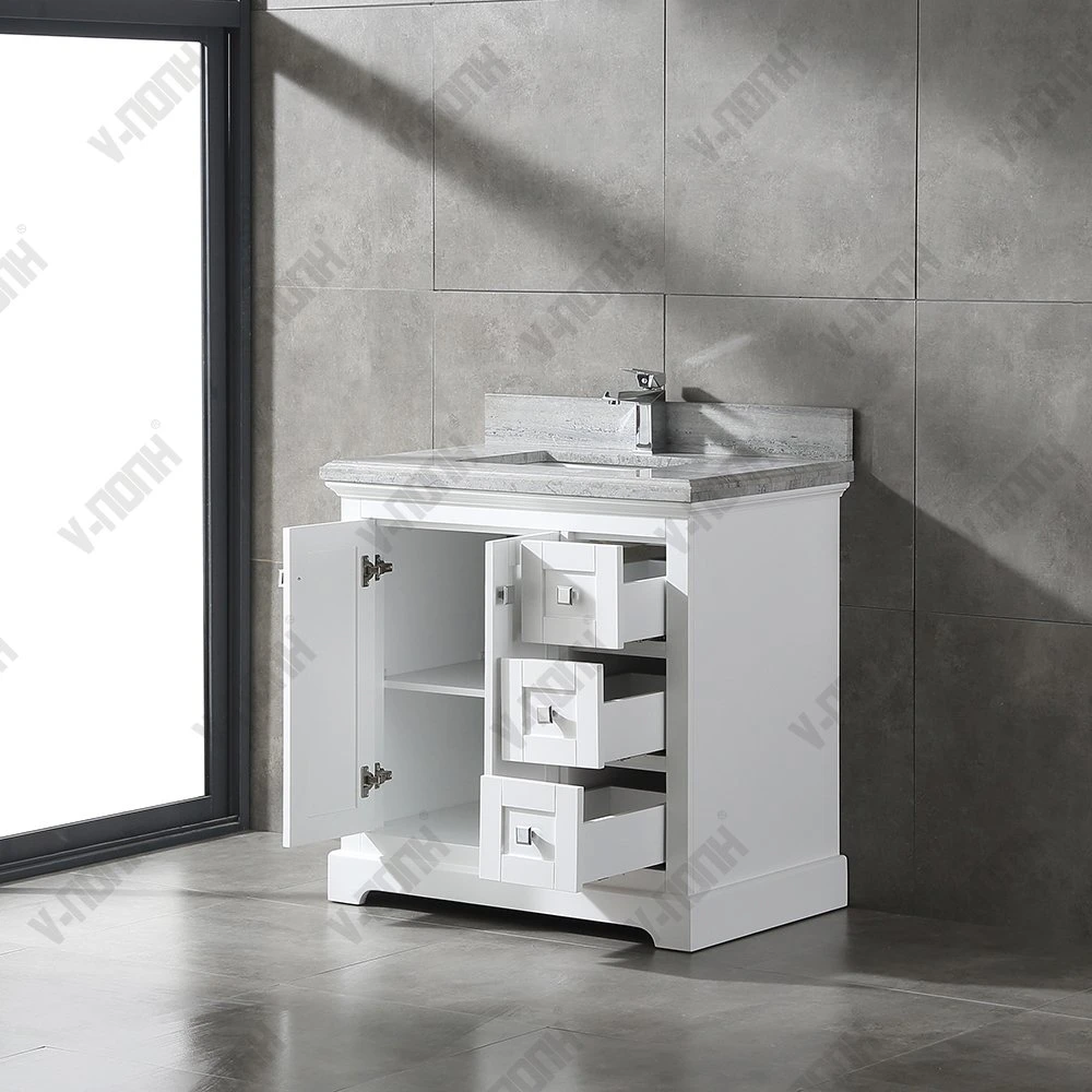 36inch White Cabinet with Marble Top Modern High End Bathroom Vanities