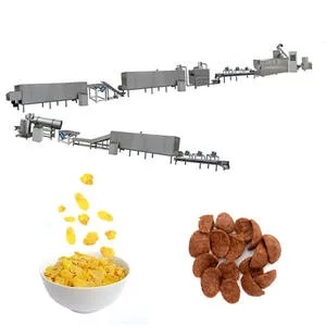 Extruded Puff Corn Rice Cereals Breakfast Coco Chocolate Corn Flakes Making Machine