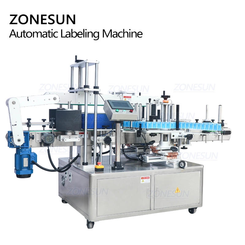 ZONESUN autocollant adhésif automatique surface plane applicateur d'étiquettes détergent à lessive bouteille labler Double face étiqueteuse