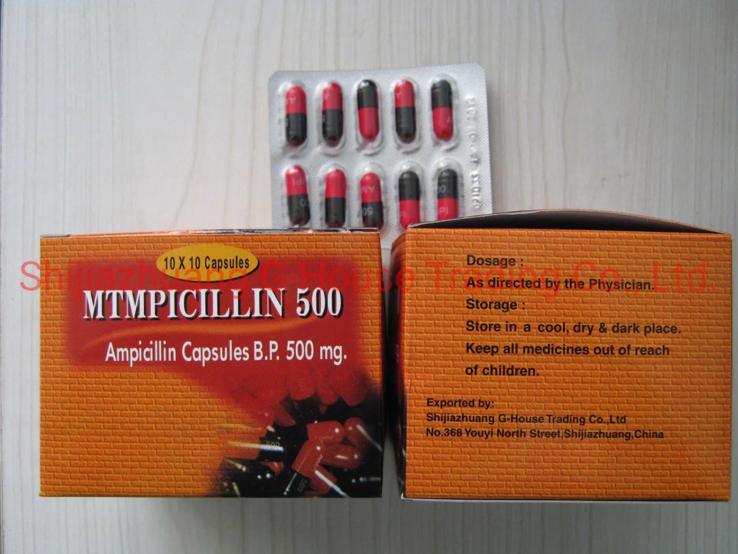 Ampicillin Capsules 500mg Bp 10*10/Box