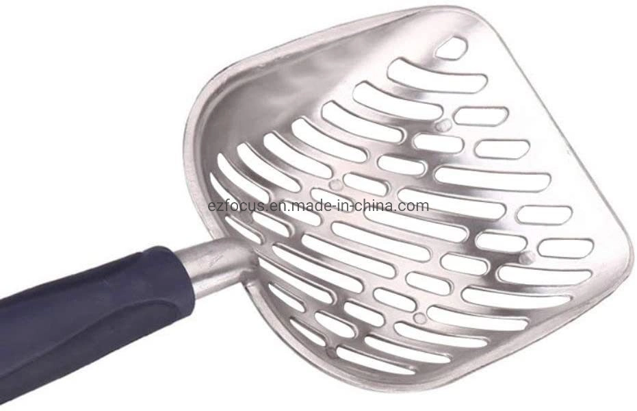 Solid Aluminum Alloy Cat Litter Scoop with Deep Shovel and Flexible Long Handle Wbb12357