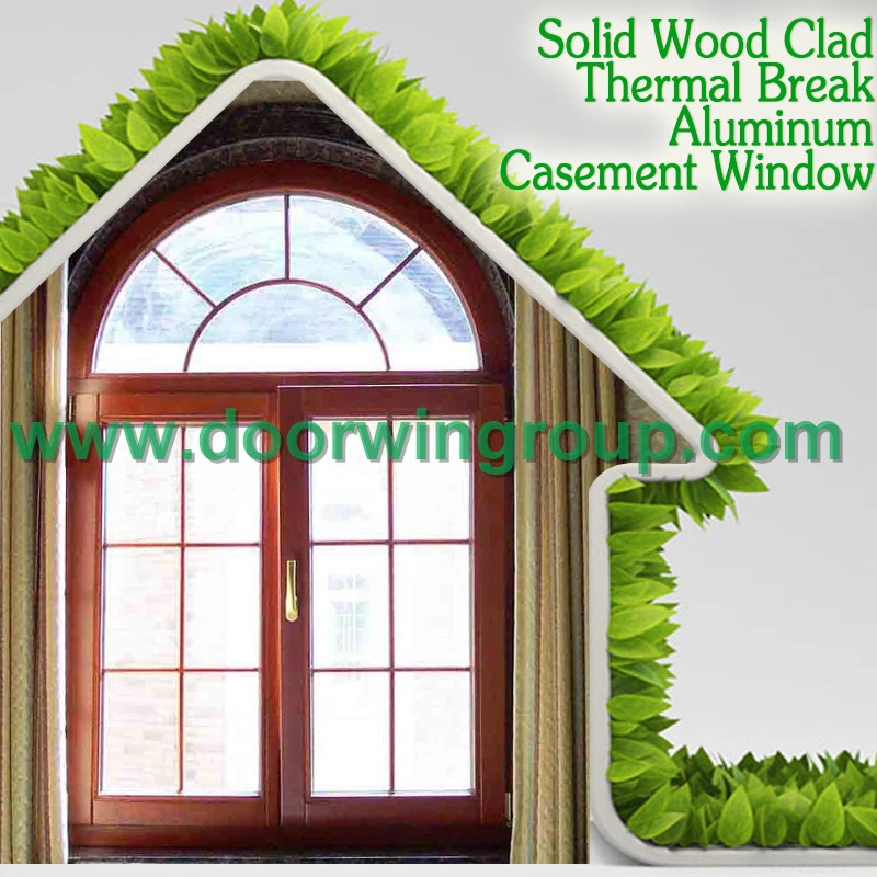 Window with German Original Brand Roto Handle for Smooth Open-Close, American Style Wood Aluminum Casement Window