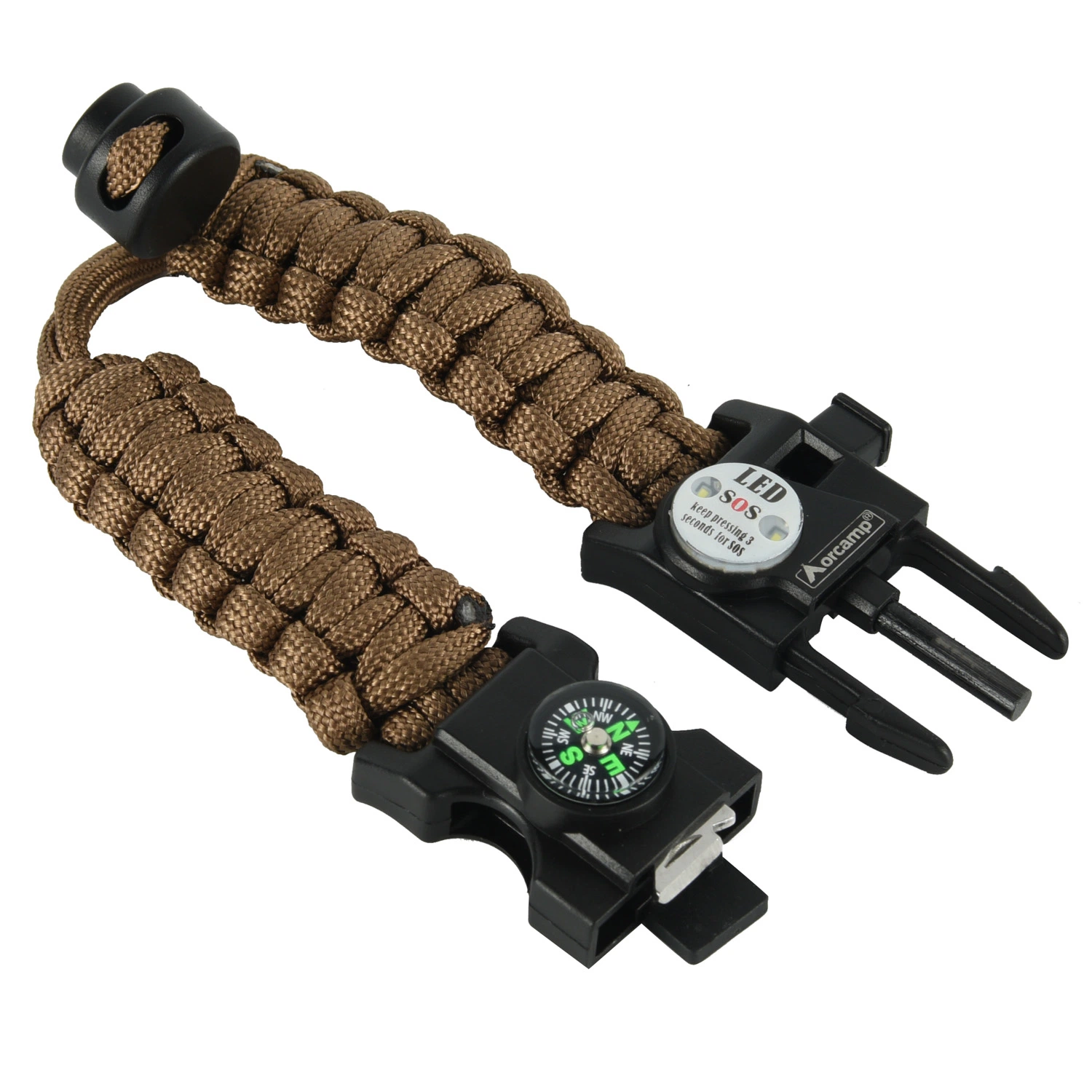 Original Factory of Outdoor Sport Camping Survival Wristband with LED Light Whistle Firestarter