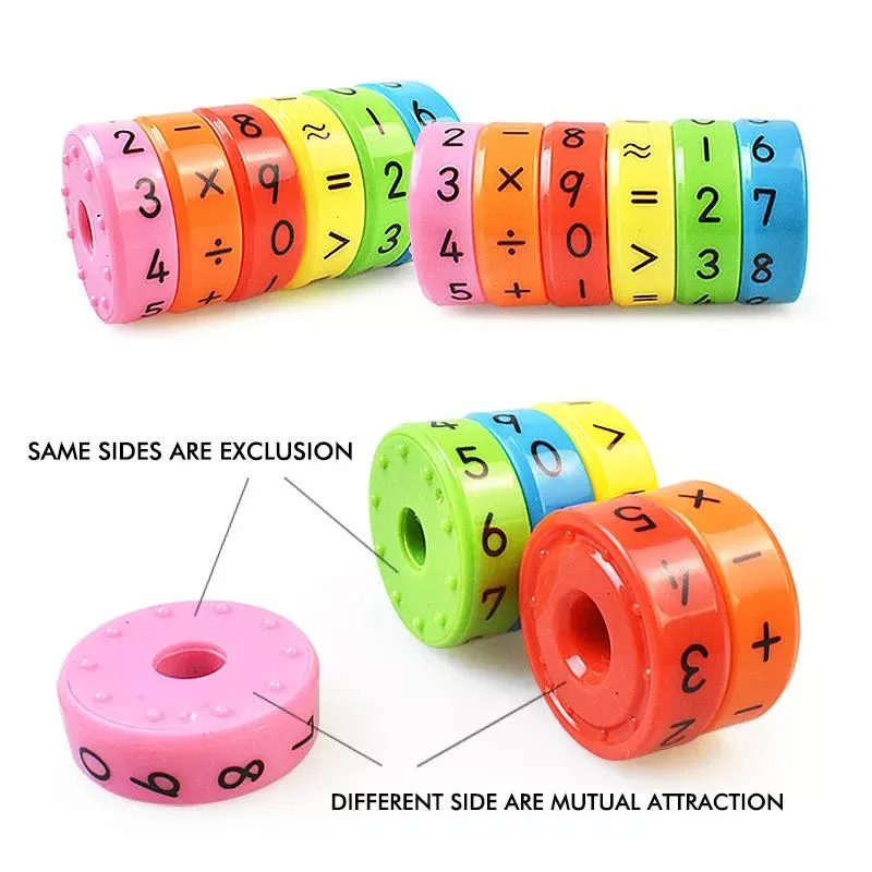 6PCS/Set Education Magnetic Mathematics Numerals Cylinder Learning Math Abacus Toy Kindergarten Primary School Kid Colorful Ring