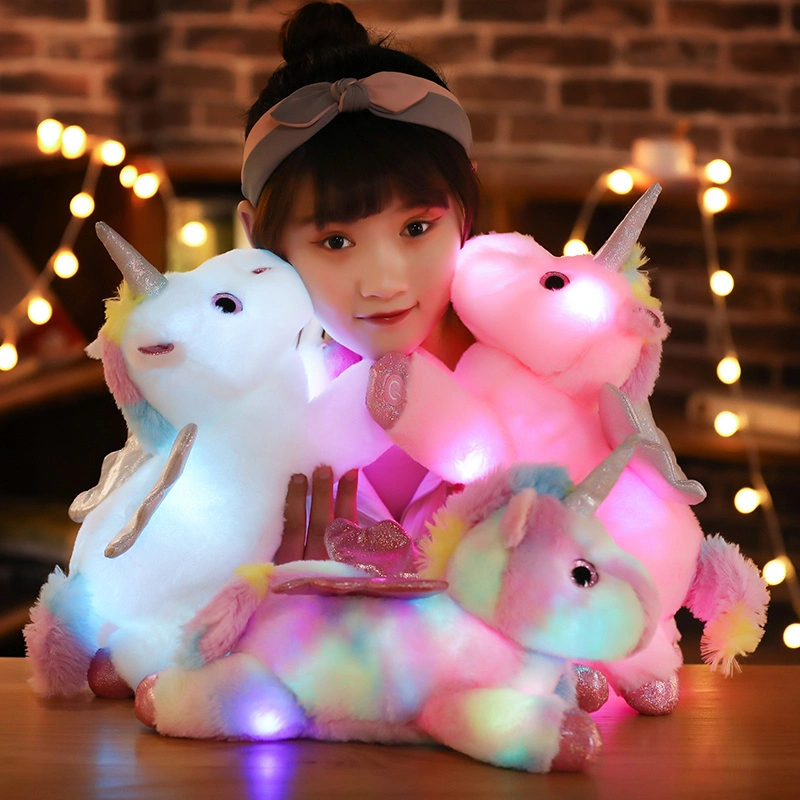 الإبداع Unicorn لعبة الدمى وثيرة محشوة الحيوانات الطرية ضوء LED هدية عيد الميلاد عيد الميلاد من نوع دوليل الطفل الناعم المتوهج الفاخر