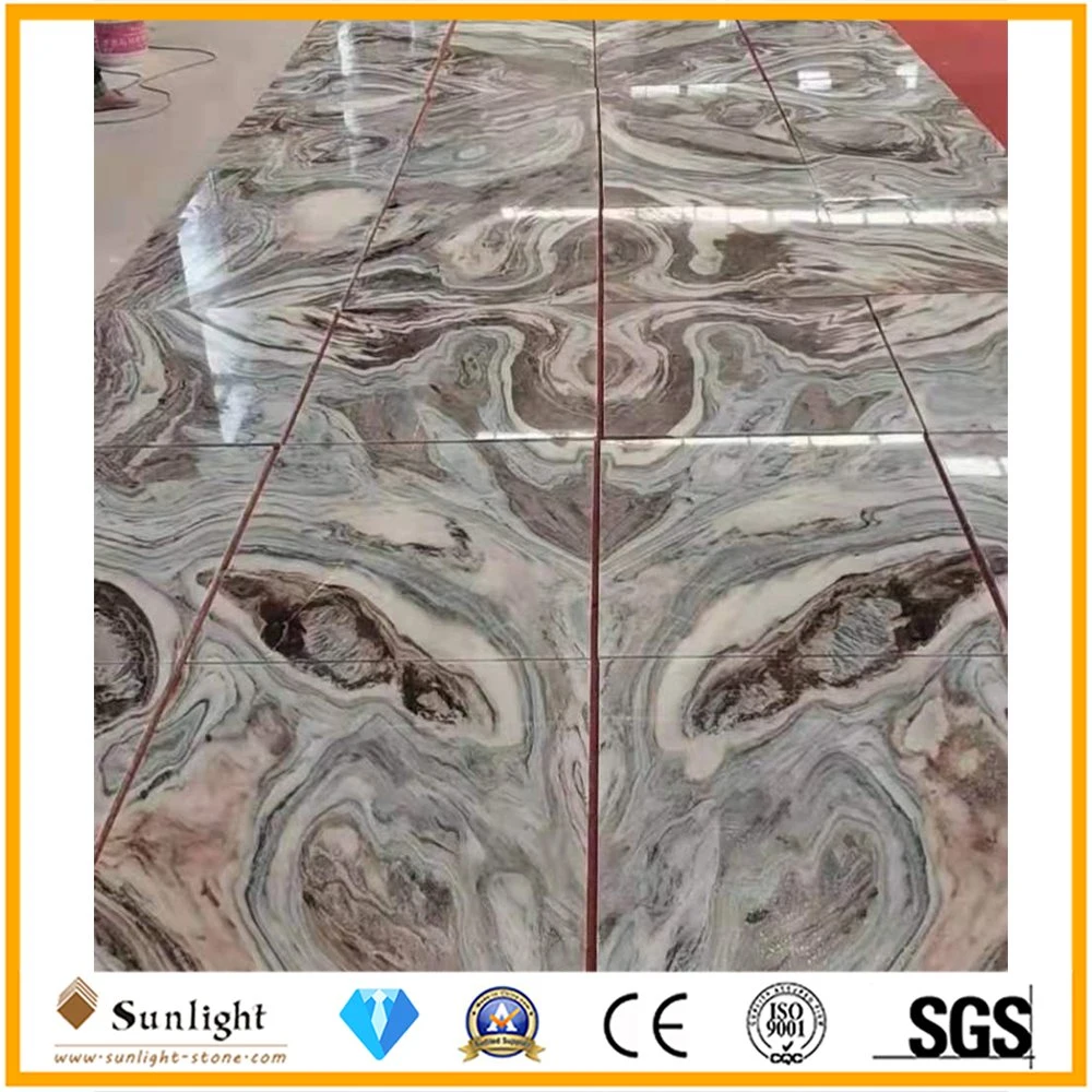 China Natural Landscape Painting Brown Marble Stone Floor Bathroom Wall Tiles