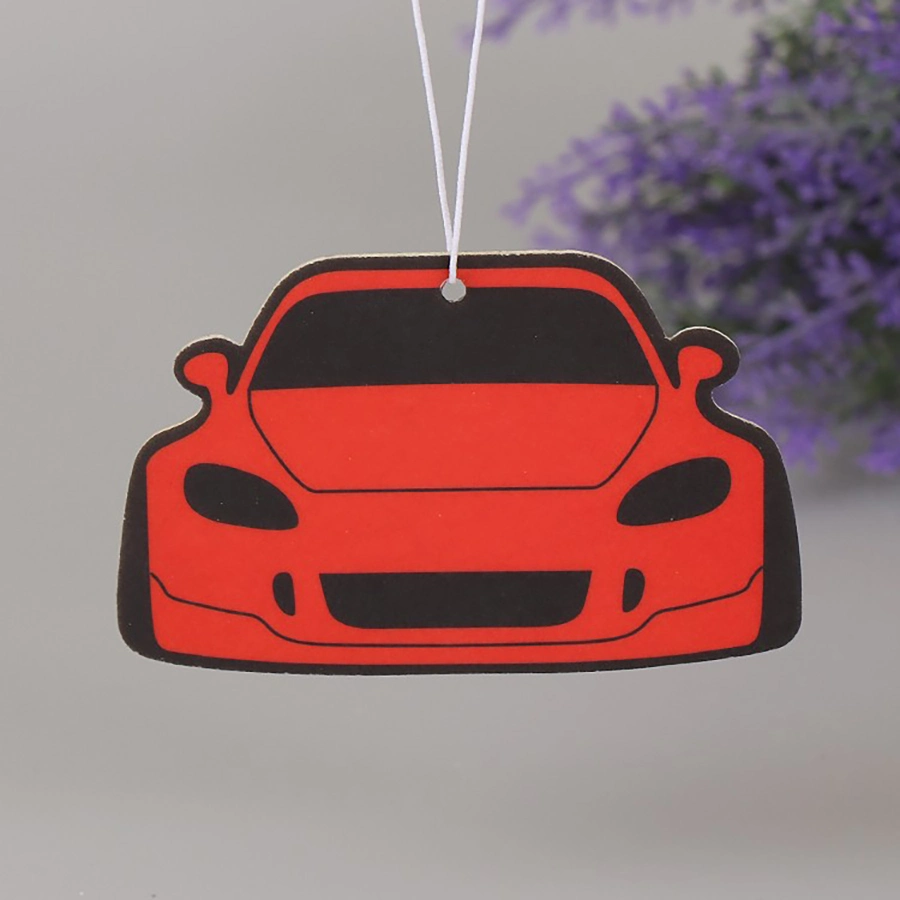 Custom Designed Auto Lufterfrischer White Parfüm Hanging 2D Papier Duft, Hängende Lufterfrischer Fahrzeug