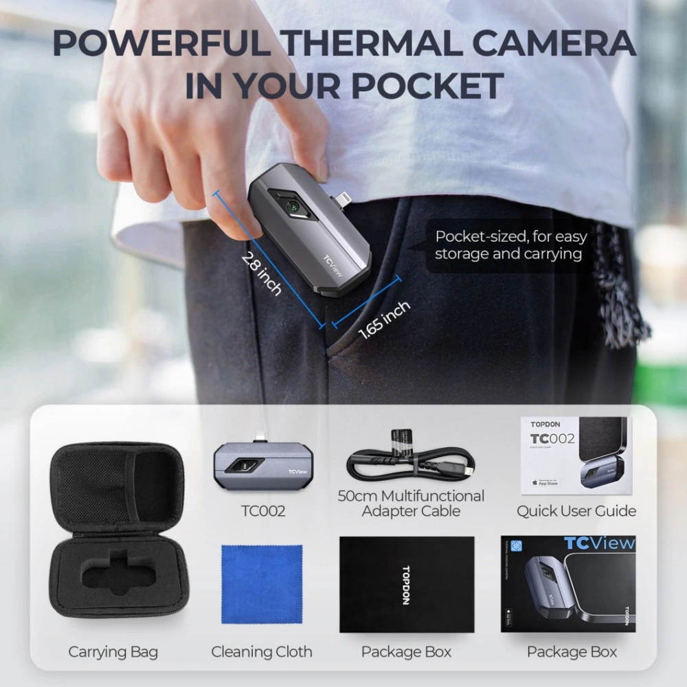 Topdon Germany Stock Tc002 Mini Small Portable 256*192 High Resolution Accuracy Thermography Camera Ios Smartphone USB IR Infrared Thermal Imager Imaging Camera