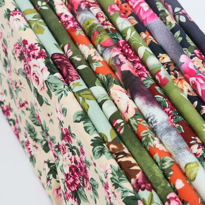 China Fabric Textile Suppliers Custom Design Flower Printing Modal Spandex Fabric for Dress Clothing