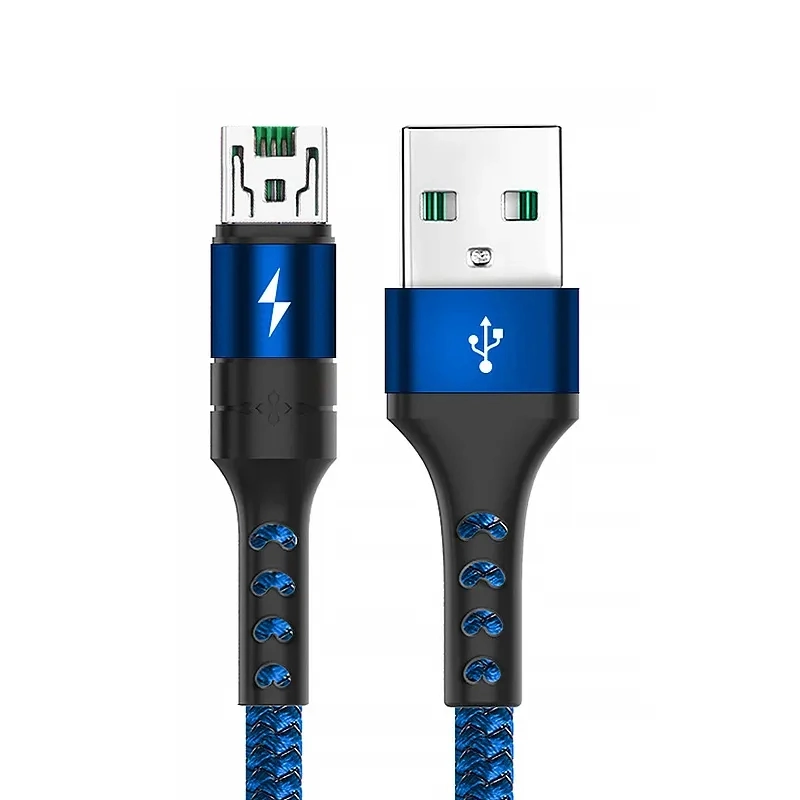 Cable USB trenzado de nylon 2m de carga rápida USB C para Teléfono móvil inteligente