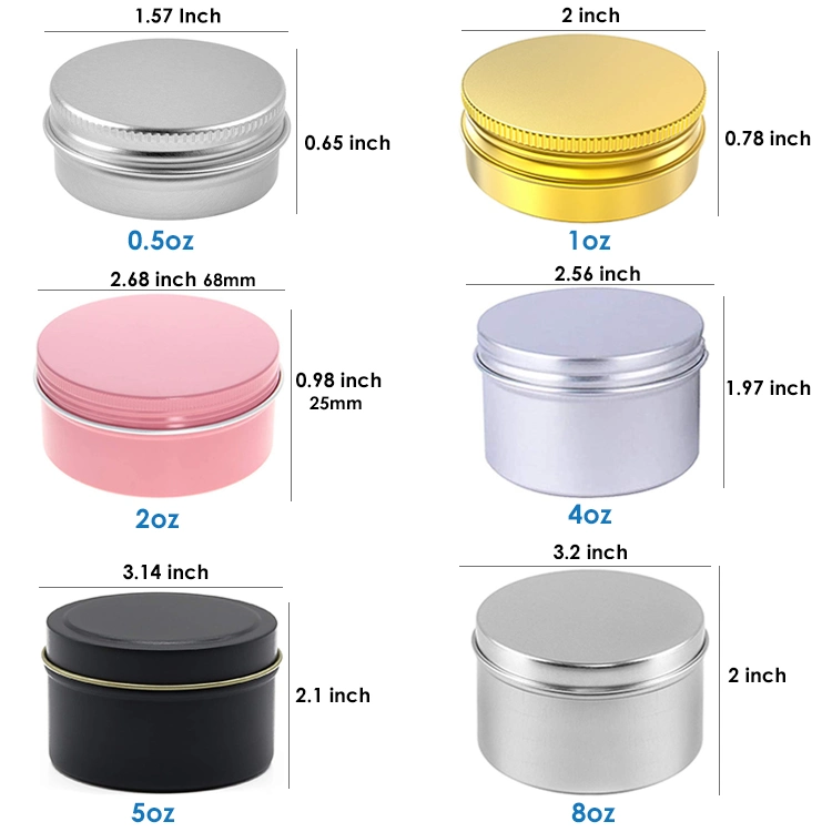 2oz 4 onzas de plata crema cosmética Lip Balm Vela Metal puede Jar latas de aluminio para velas aromáticas Las ESPECIAS dulces regalos con tapas