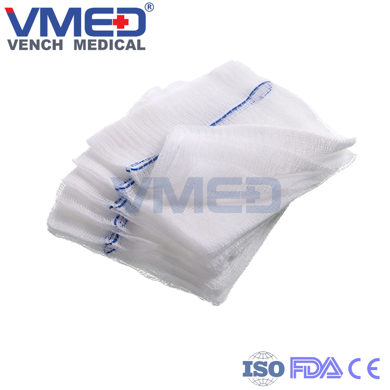 Medical Disposable Absorbent Cotton Gauze Swab Non-Sterile with Without X-ray Unfolded Edge