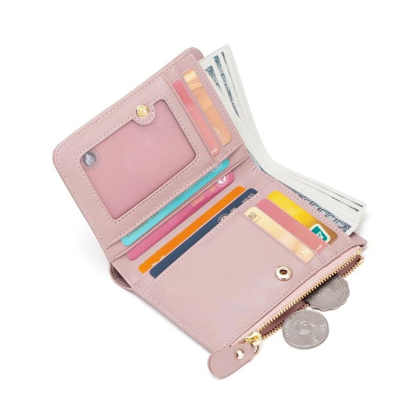 Women's Wallet Short Zipper Two-Fold Simple Wallet Multi-Function Small Coin Purse Photo Female Bag