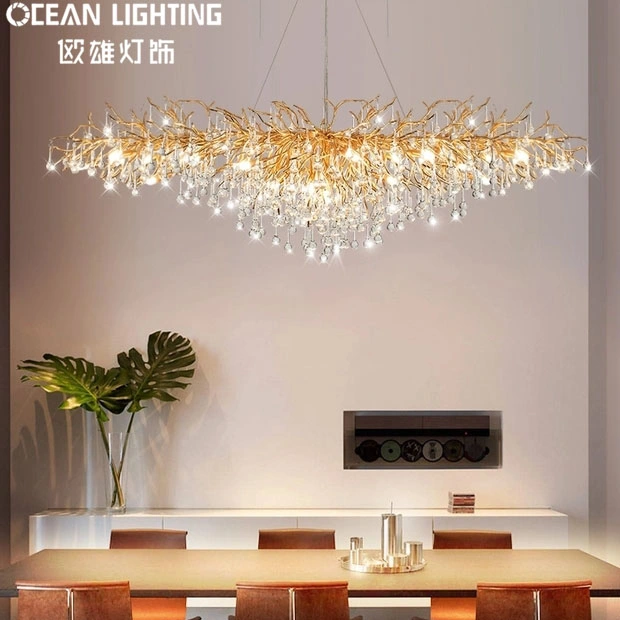 La iluminación del océano de la luz de la moderna sala de estar de Lujo Habitación Villa lámpara de araña de cristal Auminum creativa lámpara colgante