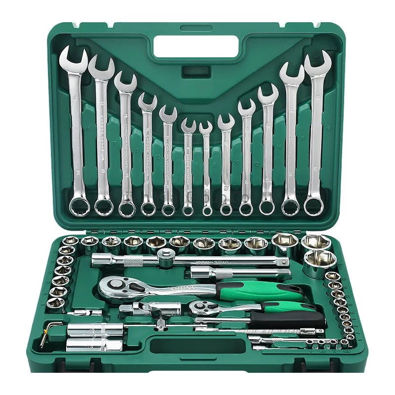 Excavator Wholesale Heavy Duty Hand Tool Portable 61 PCS Auto Car Repair Kit Ratchet Socket Wrench Set with Blow Case