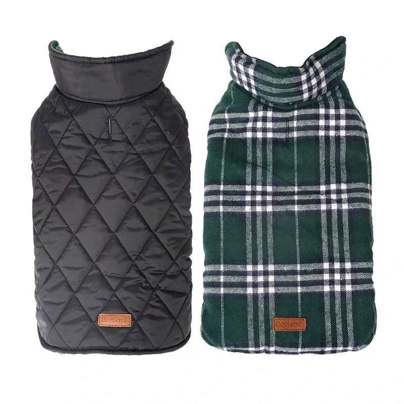 British Style Pet Winter Coat Warm Two Feet Polyester Cotton Winter Coat Buckle Design Is Convenient to Wear