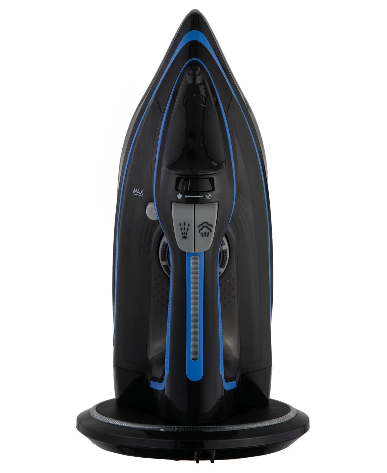 360-Degree Charging Base Cordless Steam Iron with Round Blue LED Light on Base