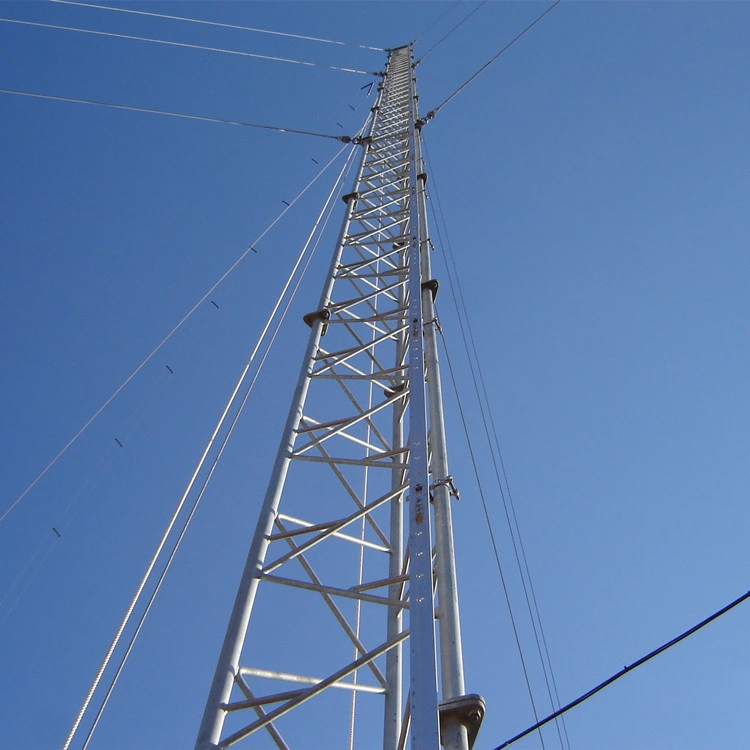 GSM Cell Phone Mobile Antenna Guyed Mast Telecom Tower