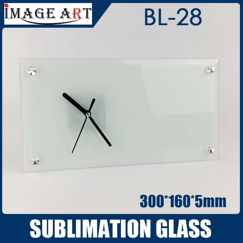 Hochwertige BL-28 Rechteck Sublimation Blank Uhr Fotorahmen als Glas Geschenk 300*160*5mm