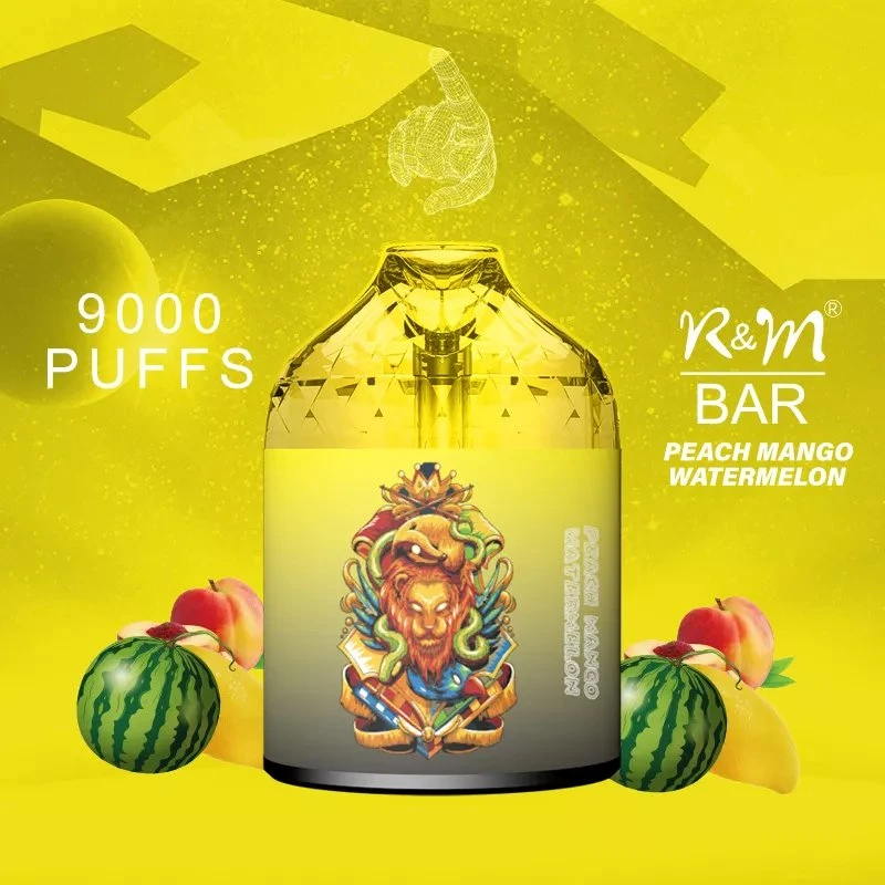 Diseño de tanque resplandeciente RGB 16 el sabor de la barra de R&amp;M 9000 Puff malla desechables recargable Vape