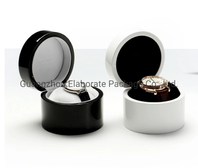 Customized Small Pocket Travel Round Piano Glossy Lacquer Finish Wooden Single Watch Box