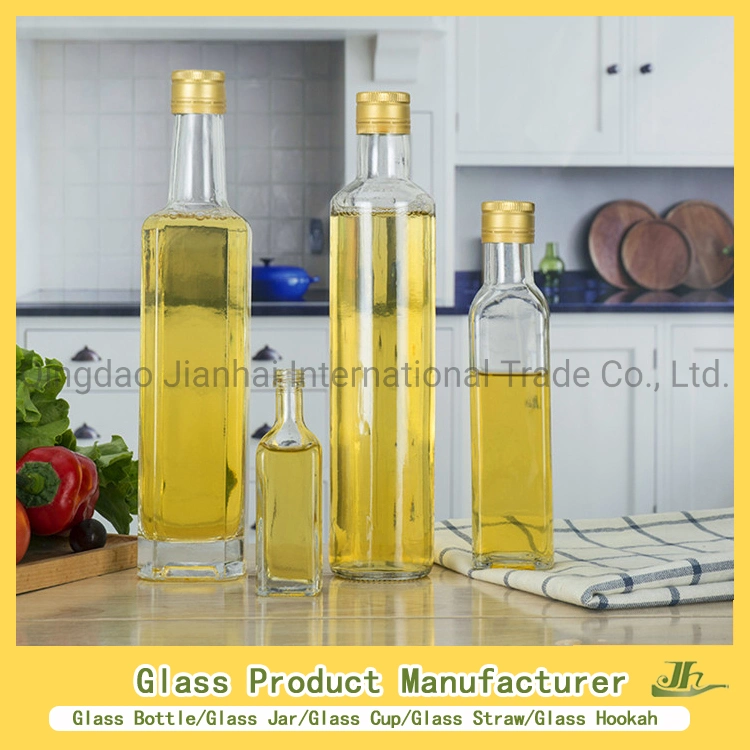 100ml 150ml 250ml 500ml 750ml 1L Clear Round Square Cooking Oil Empty Glass Bottle with Dispenser