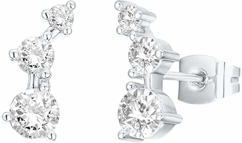 Fashion Mini Zodiac Inlaid Cubic Zirconia Sterling Silver Stud Earrings for Women