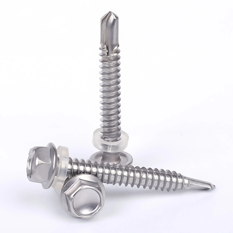 Factory Supply Standard Hex Head with Washer Screws Stainless Steel Self-Drilling Screws