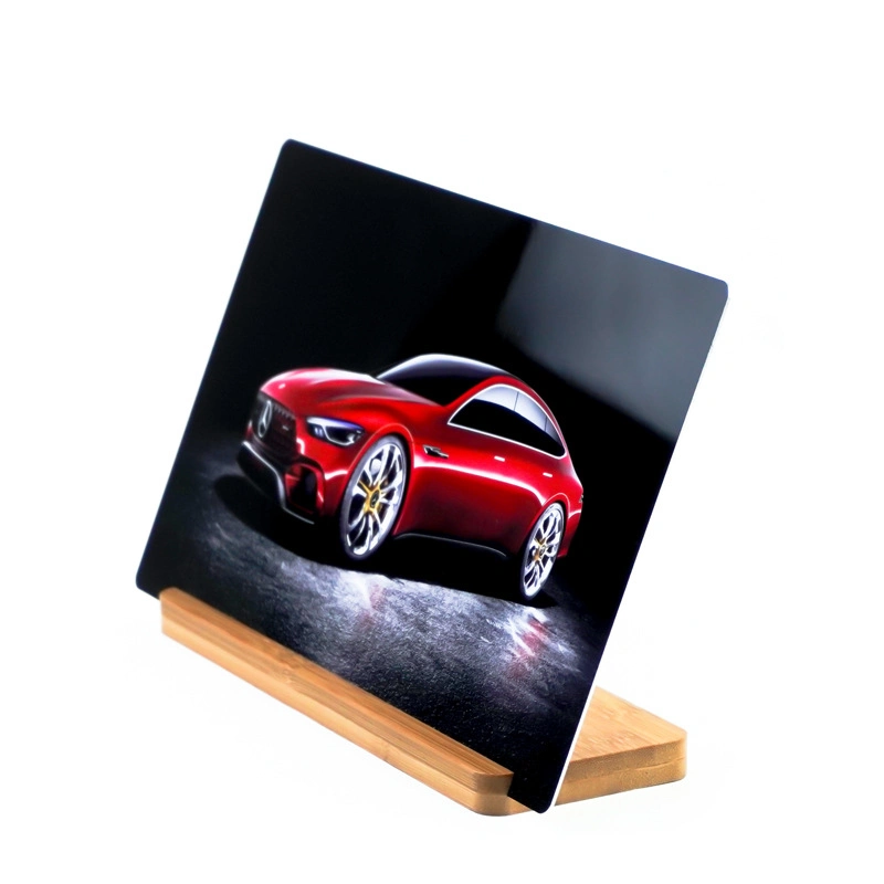 Blank Thermal Sublimation Aluminum Plate Photo Frame for Aluminum Alloy Photo Frame Bamboo Wood Base Rectangular Photo Frame Square Table Printing