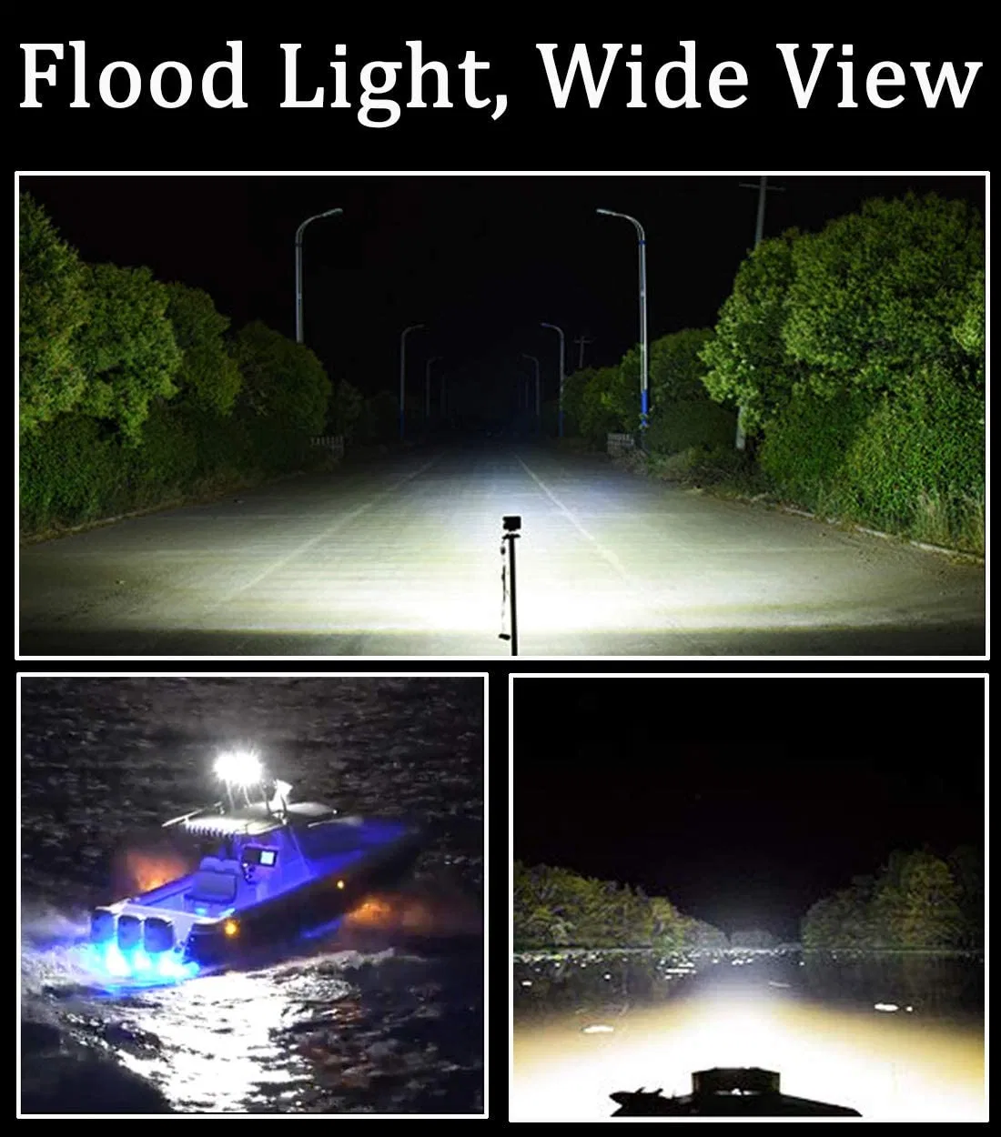 12V 24V Boat Flood Lights Super Bright Boat Headlight for Night Fishing