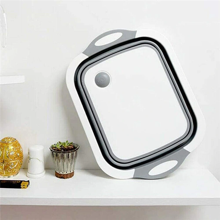 3in1 Chopping Board Multi-Function Kitchen Plastic Silicone Foldable Dish Tub Portable Collapsible Cutting Board