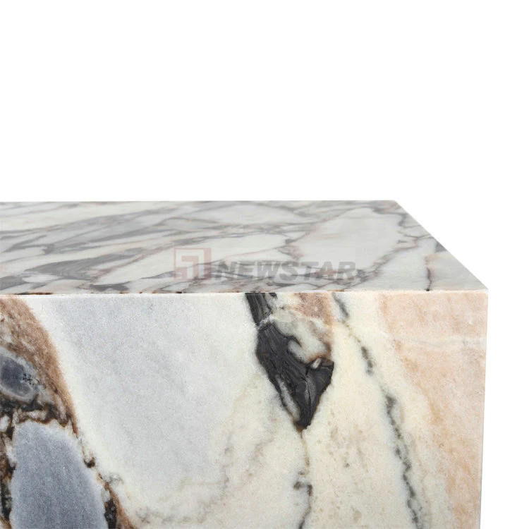 Marble Table Manufacture Wholesale/Supplier Nordic Stone Cube Side Plinth Cafe Table Living Room Furniture Sofa End Tea Marble Coffee Table