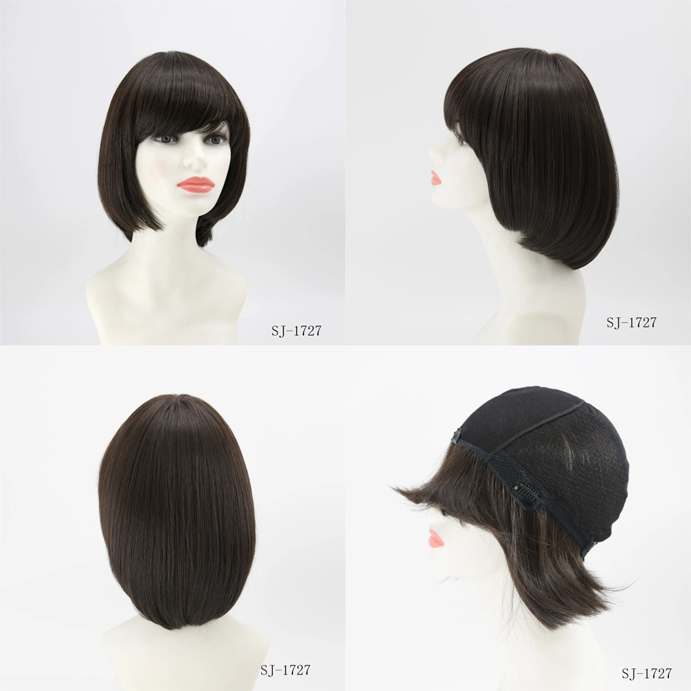 Wholesale Premium Quality Full Handtied Human Hair Synthetic Hair Mix China Short Bob Style Synthetic Hair Wigs for Women 530