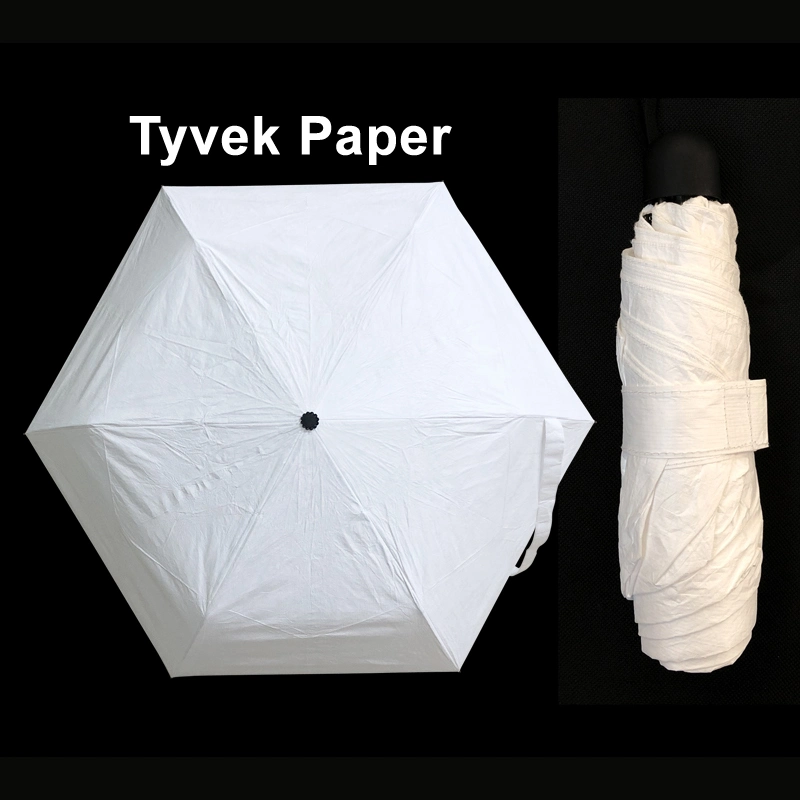 Wholesale/Supplier 6K Parasol Manual Opening Rain Fold White Tyvek Paper Windproof Umbrella for Gift