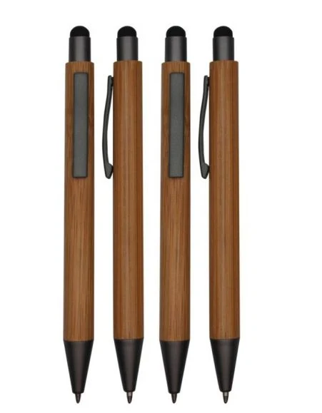Écran tactile stylo à bille en bambou avec logo pour la promotion d'impression
