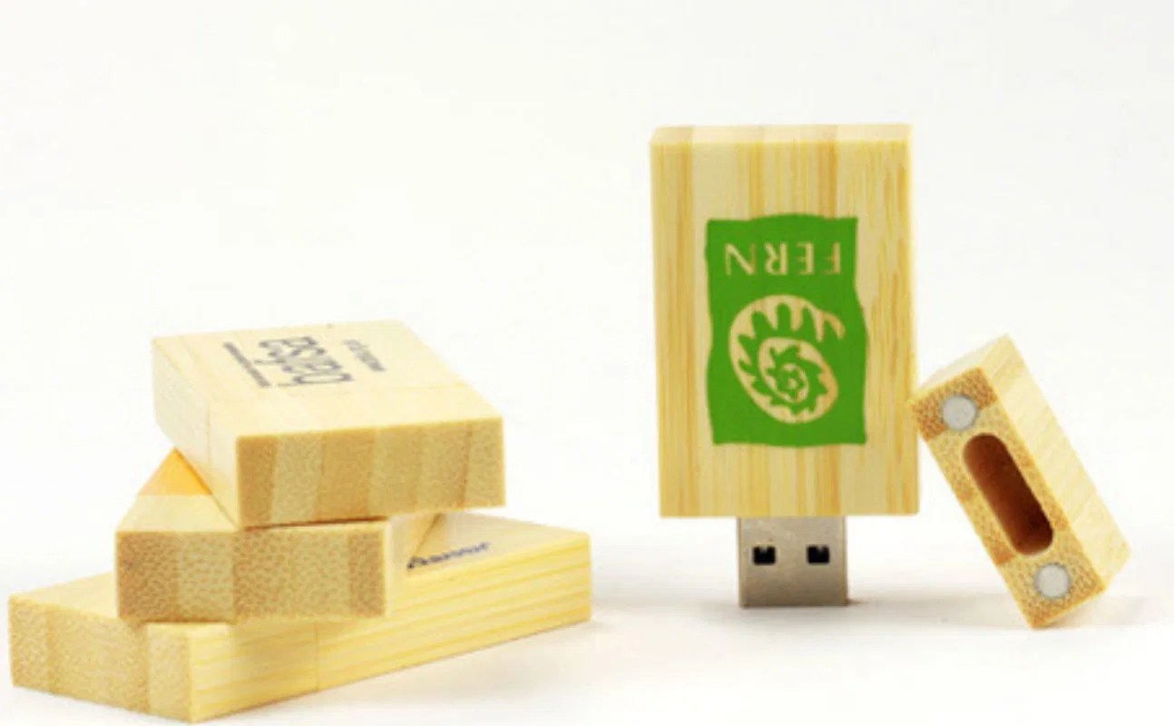 Micro Storage Wood USB Flash Drive with Logo Printed, Retractable