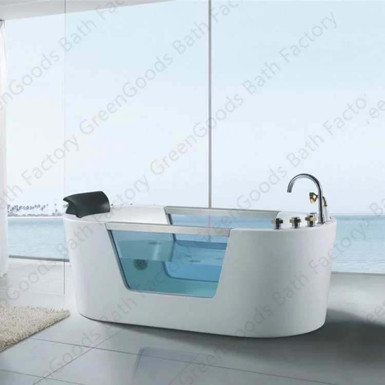 CE 67 Pure White Acrylic Oval Shape Freestanding Nice SPA Surfing Bathtubs Air Jet Double Whirlpool Massage Adult Bathtub