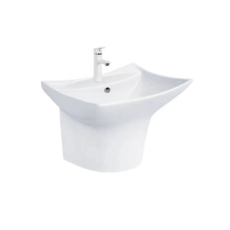 Square Wall Hanging Wall-Hung Easy Cleaning Glazed Basin Ceramic Bathroom Wash Basin with Faucet Hole Lavabo Fix to Wall Back Hanging Basin
