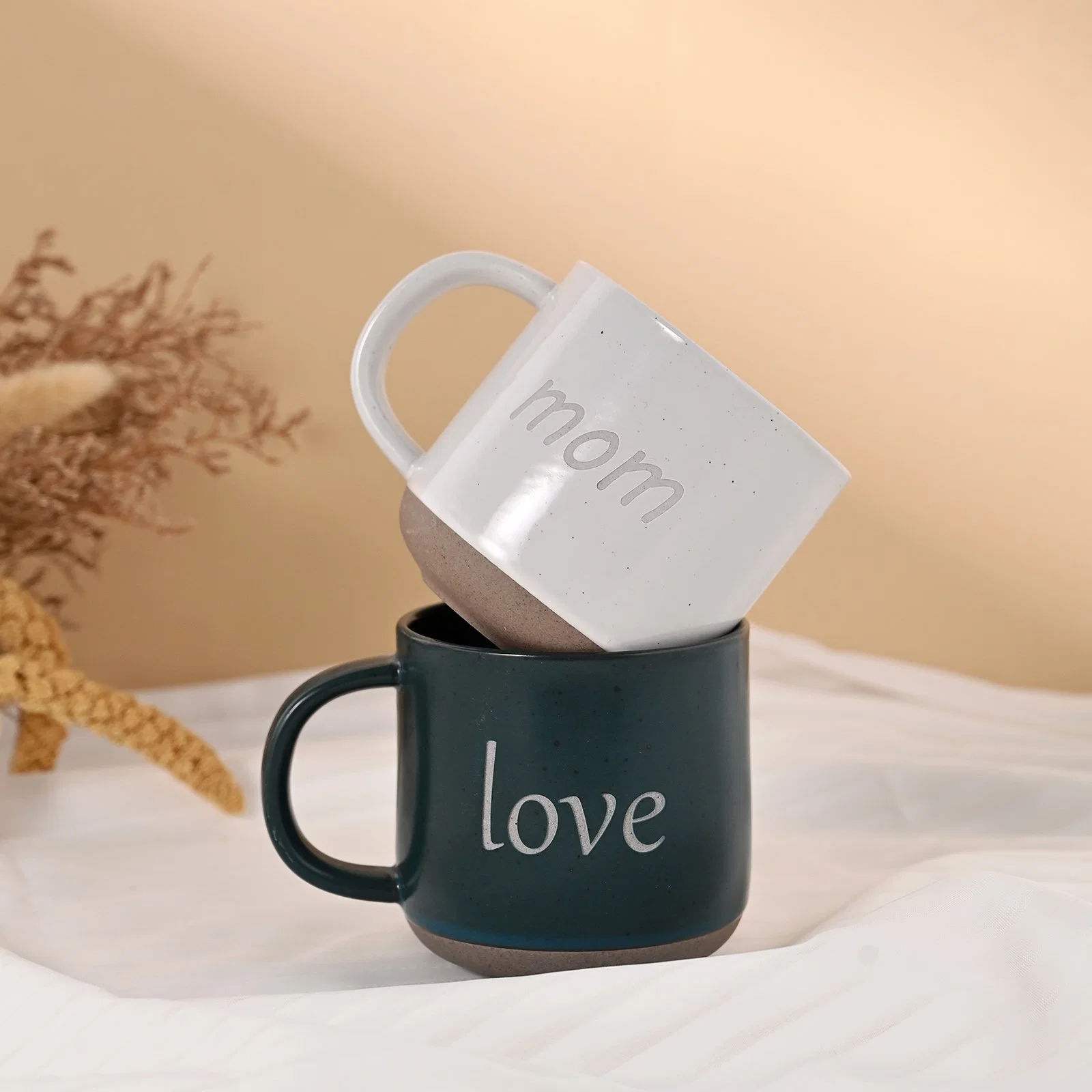 12oz taza de té de porcelana nórdica mate, arena cerámica redonda simple Taza de café con agua de cerámica con manilla y personalizado Logotipo grabado láser hecho en China