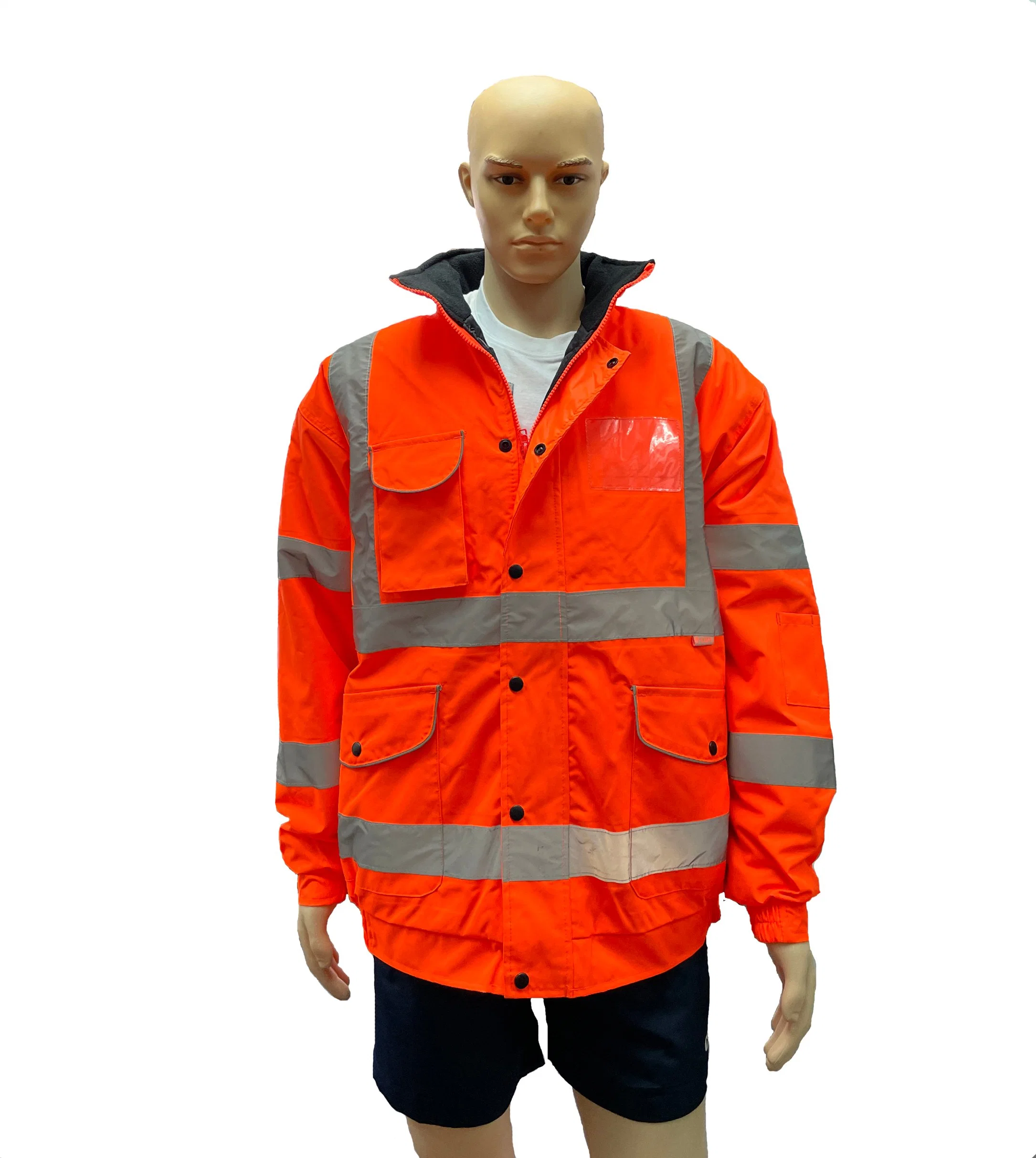 Abrigo impermeable naranja de otoño e invierno con cinta reflectante