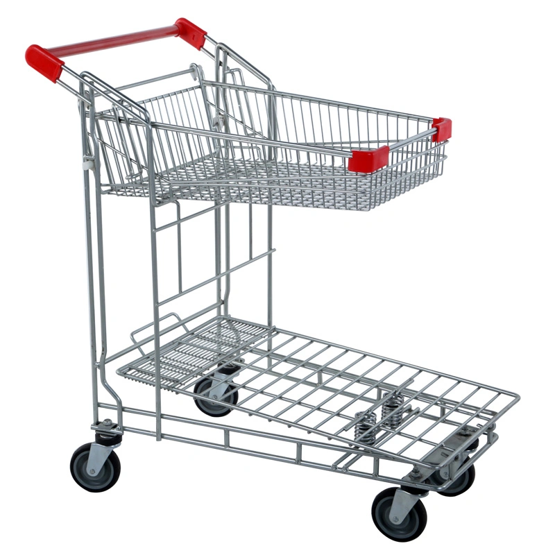 Doble capa de metal de alta calidad Large-Capacity carretilla Hand-Trolley galvanizado