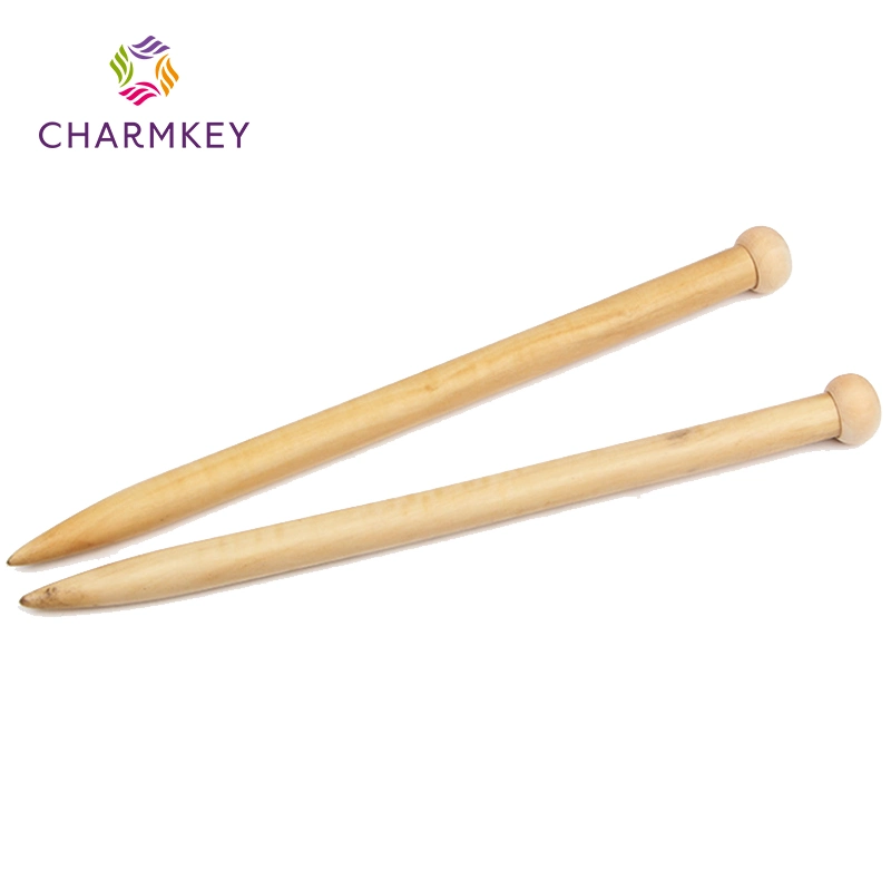 Bamboo Handle Wooden Single Pointed Carbonized Knitting Needles Set