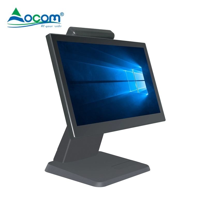 POS-1516 Electrónica de consumo de 15,6 pulgadas con pantalla táctil de Windows y Android POS terminal con una base de aleación de aluminio