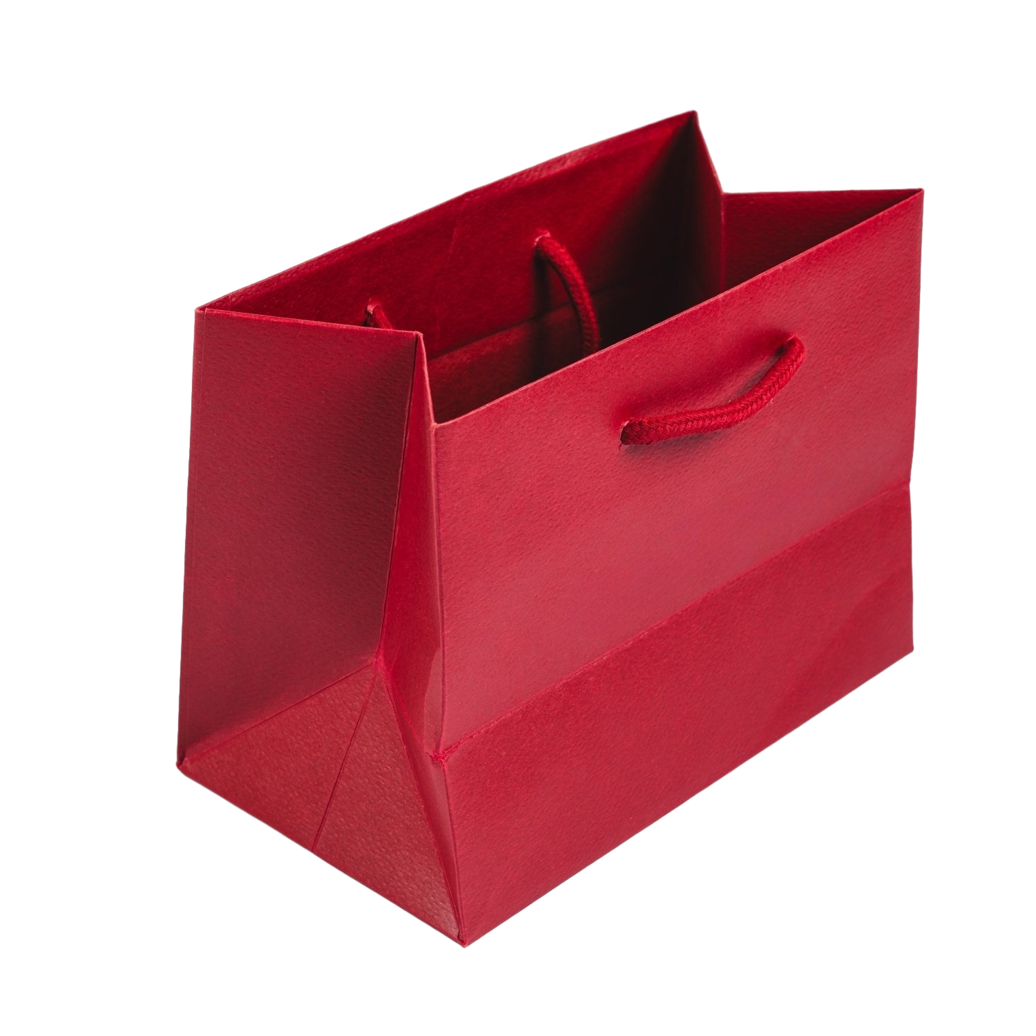Personalizar a cor vermelha saco de papel de embalagem saco cosméticos Sacola de Compras com pega