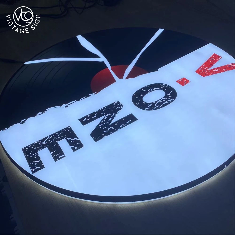 Custom Outdoor Indoor Round LED Acrylic Light Box with Letters Advertising Logo